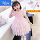 迪士尼（Disney）女童夏天新款2025兒童艾莎七彩虹公主連衣裙女孩洋氣蓬蓬裙表演裙 粉色 (冠魔法棒) 130 建議身120左右