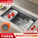 潛水艇（Submarine）不銹鋼水槽 手工臺上大單盆雙階槽中槽荷葉疏水技術(shù)帶下水套餐 【三孔】啞黑大單槽SGP-SD7848B