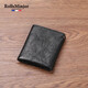 勞斯名爵（RollsMinjor）輕奢品牌新款羊皮錢(qián)包男士短款真皮軟皮手工錢(qián)夾中青年豎款迷你 黑色 11*9*1cm