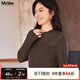 MsShe【高彈網(wǎng)眼打底T恤】大碼女裝2025款秋裝胖mm半高領(lǐng)長(zhǎng)袖上衣 拿鐵色25年11月5日到貨 XL