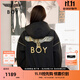 BOY LONDON【黑金隼】秋季男女同款外套短款老鷹logo可拆帽寬松棉服N29006 黑色 M