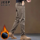 JEEP SPIRIT吉普休閑褲男直筒秋冬季褲子男士商務(wù)修身彈力長(cháng)褲 咖啡加絨 32