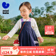 迷你巴拉巴拉背帶裙女童寶寶全棉寬松刺繡甜美仿牛仔氣球2025秋 牛仔中藍88201 90