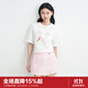 樂(lè )町夏季冰激凌印花短袖女裝25年夏季新款彩點(diǎn)紗上衣圓領(lǐng)寬松T恤女 云霧白(現貨) L