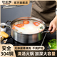貝倫斯食品級304不銹鋼帶蓋28cm清湯火鍋耐高溫磁爐通用燉湯煮面煮火鍋 慕尼黑火鍋 28cm