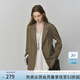 范思藍(lán)恩設(shè)計感法式西裝外套女2025秋裝新款寬松蕾絲拼接白色西服 橄欖綠 S