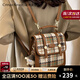 CRTNZO KROEZ輕奢雙肩包女2025新款書(shū)包大學(xué)生高顏值輕便休閑時(shí)尚格紋小背包 咖色-背包送女友女生學(xué)生禮物小眾百搭高顏值