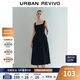 UR2025夏季新款女時(shí)尚休閑氣質(zhì)百搭方領(lǐng)吊帶連衣裙UWM750054 正黑 M