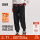 森馬（Semir）休閑褲女冬季發(fā)熱抑菌抓絨純色束腳長褲保暖基礎(chǔ)百搭女生衛(wèi)褲 黑色90001 L