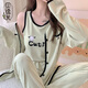 貝逸芙睡衣女款春秋季2025新款帶胸墊四件套提花棉家居服夏天可外穿套裝 YM210125#四件套-綠色 M