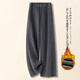灰色羊毛呢直筒褲女秋冬季2025新款松弛感彎刀褲休閑闊腿褲呢子褲 淺灰色-長(cháng)褲【加絨款】 M 27/建議95-105斤