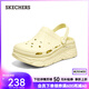 斯凱奇（Skechers）洞洞鞋女夏季外穿透氣厚底防滑沙灘鞋踩屎感包頭休閑涼鞋 亮黃色/YEL 36 尺碼偏大，建議選小一碼