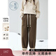紫涵（ZIHAN）紫涵高腰抽繩哈倫褲冬季寬松顯瘦保暖休閑褲子蘿卜褲 山霧綠 M