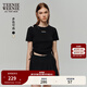 Teenie Weenie小熊女裝圓領(lǐng)T恤2025夏季新款潮酷辣妹露肩抽繩短袖 黑色 S