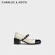 CHARLES&KEITH圓頭一字帶粗跟瑪麗珍鞋女婚鞋子女鞋七夕禮物送女友CK1-60580280 Multi綜合色 37