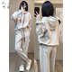 可茵（Keyin）衛(wèi)衣女休閑運(yùn)動(dòng)套裝女裝2025年秋冬新款寬松百搭加厚連帽上衣女潮 杏色 L