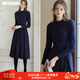 ROEYSHOUSE羅衣高級收腰連衣裙秋冬女裝新款氣質(zhì)中長(cháng)款針織裙子09674 藏青色 M