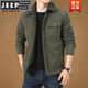 JEEP SPIRIT加絨加厚夾克男士冬季保暖工裝翻領(lǐng)棉服爸爸冬裝棉質(zhì)休閑棉服外套 軍綠 加厚 加絨 XL 126-140斤左右