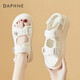 達芙妮涼鞋女百搭厚底魔術(shù)貼運動(dòng)休閑沙灘鞋小香風(fēng)優(yōu)雅涼鞋女鞋 米白 34