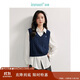 茵曼老錢(qián)風(fēng)麻花毛針織2025秋季女裝百搭馬甲通勤毛衣 寶藍色 XL