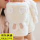 QBILY保暖手套女 秋冬加絨加厚翻蓋半指可愛(ài)兔子學(xué)生觸屏寫(xiě)字騎行手套 抱爪兔耳手套-米粉色