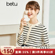 betu百圖女裝2022秋季新款毛針織衫圓領(lǐng)時尚條紋開衫拼色設(shè)計針織衫女2208T01 黑白條 XS