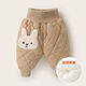 葉余嬰兒休閑絎棉褲子加厚冬裝秋冬韓系男童女童寶寶保暖卡通棉褲 卡其色棉褲 120