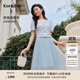 珂萊蒂爾【玫瑰裙】2025年夏新款氣質(zhì)蕾絲拼接紗裙女優(yōu)雅連衣裙女 淡群青 S