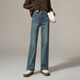 逸陽(yáng)逸陽(yáng)加絨保暖直筒牛仔褲女冬季新款寬松顯瘦窄版闊腿長(cháng)褲子 懷舊色-165以下 加絨 29
