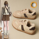 ZHR則則德訓鞋女加絨輕便平底休閑女鞋拼接復古百搭棉鞋女 JT39B 杏色 38