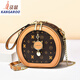 袋鼠（KANGAROO）包包女?huà)D女節夏季新款潮流簡(jiǎn)約單肩斜跨包質(zhì)感鏈條小圓包時(shí)鐘包女 咖啡花-土黃