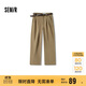 森馬（Semir）休閑褲女長(cháng)褲腰帶ins潮秋季磨毛做舊打褶闊腿褲101524127020B