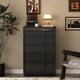 瀾熙世家實(shí)木黑色五八十二斗柜餐邊柜復古簡(jiǎn)約臥室床尾置物柜抽屜收納柜子 【隕石黑】0.7m五斗柜（巖板面）