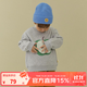 papa爬爬冬季兒童衛(wèi)衣加絨男女寶寶圓領(lǐng)上衣設(shè)計(jì)感時(shí)髦洋氣保暖 灰色 90cm
