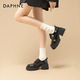 達芙妮（DAPHNE）厚底樂(lè )福鞋女2025春秋新款英倫風(fēng)jk小皮鞋女黑色粗跟蝴蝶亮面單鞋 亮黑色【酒醉小蝴蝶跟高5.6CM】 38