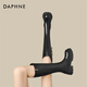 達(dá)芙妮（DAPHNE）厚底長筒靴女2024秋季新款純色舒適騎士靴英倫風(fēng)女靴 黑色 37 (235mm) 標(biāo)準(zhǔn)碼