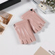 法黛姍皮手套女士春夏薄款半指韓版時(shí)尚戶(hù)外騎行開(kāi)車(chē)摩托車(chē)PU皮露指手套 粉色 均碼