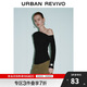 UR2025秋季新款女裝休閑斜肩領(lǐng)褶皺修身長袖T恤UWM450130