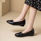 渝鼎福工作鞋新款女士職業(yè)小皮鞋舒適中跟單鞋媽媽鞋上班面試柔軟黑鞋 36碼