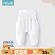 優(yōu)奇寶寶高腰護肚秋褲嬰兒褲子無骨按扣大屁屁褲女純棉男開襠打底春秋 米白 80cm