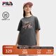 FILA 斐樂(lè )官方女裝針織短袖t2025夏季新款小狐貍刺繡休閑純棉T恤 默魅灰-DY XL 175/92A/XL