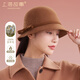 上海故事純羊毛帽子女秋冬季保暖毛呢禮帽鑲珠漁夫帽蝴蝶結圓頂帽中秋節禮
