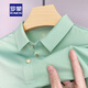 羅蒙（ROMON）夏季冰絲短袖T恤男士高端商務(wù)POLO翻領(lǐng)衫透氣純色半袖體桖上衣男 淡綠 XL 175