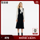 歌莉婭（GOELIA）預(yù)售預(yù)售連衣裙女氣質(zhì)服裝蕾絲拼接黑色絲絨裙1C1R4H470 00B黑色 S