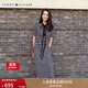 TOMMY HILFIGER【顯瘦百搭】夏季女休閑條紋收腰開(kāi)叉POLO長(cháng)裙連衣裙 黑白條紋0AY S