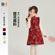 布丁哈魯童裝冬裝女童國(guó)風(fēng)拜年裙子2024秋冬季新款兒童新中式新年旗袍裙