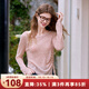 百圖betu女裝2025春季新款毛針織衫圓領(lǐng)亞麻抽繩顯瘦設(shè)計套衫2502T14 粉紅 M