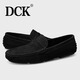 DCK男鞋冬季新款磨砂軟底一腳蹬豆豆鞋男真皮開(kāi)車(chē)鞋潮流休閑皮鞋男 黑色 41