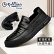 金利來(lái)（Goldlion）男鞋 牛皮男士休閑皮鞋 圓頭軟皮軟底駕車(chē)鞋 套腳平底商務(wù)樂(lè )福鞋 黑色 42