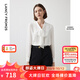 朗姿法式設(shè)計(jì)感通勤時(shí)尚飄帶領(lǐng)長(zhǎng)袖襯衫氣質(zhì)內(nèi)搭高級(jí)感襯衣上衣冬 白色 L